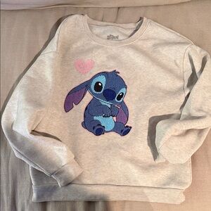Disney Kids Light Gray Sweatshirt with Stitch